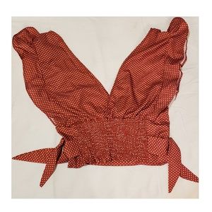 Red w| White Polka Dots Crop Top